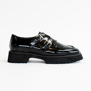 Ella Black Crinkle Patent Shoes side. Size 43 womens shoes