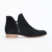 Django and Juliette Faye Black Suede Ankle Boots side. Size 42 womens shoes