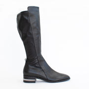 Django and Juliette Folmy Black Leather Stretch Long Boot side. Size 42 womens shoes