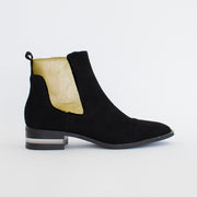 Django and Juliette Fuppy Black Gold Ankle Boot side. Size 42 womens shoes