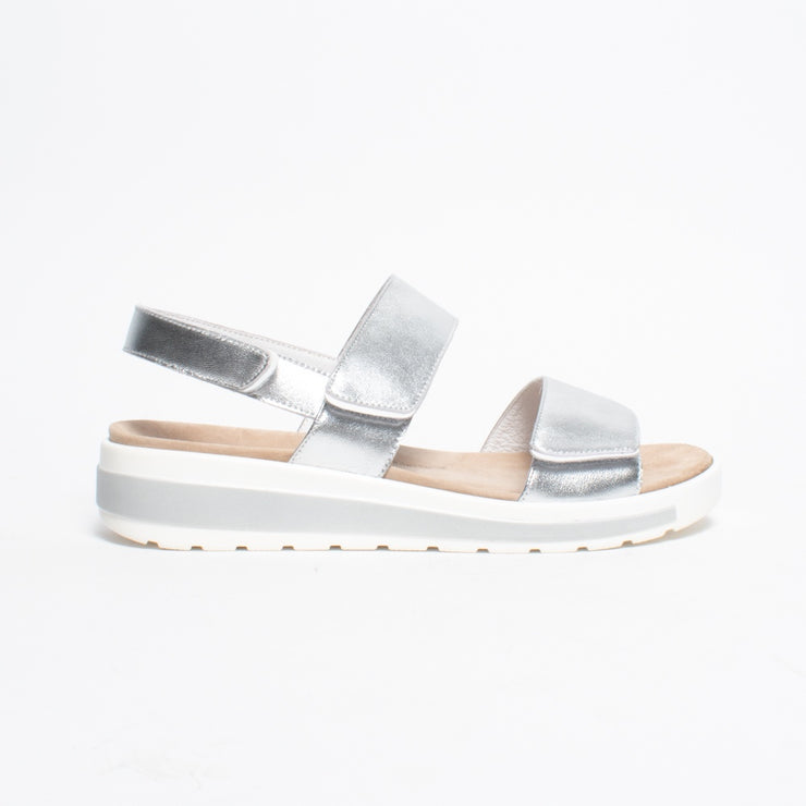 Ziera Garlin Silver Sandal side. Size 42 womens shoes