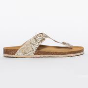 Plakton Georgia Natural Print sandal side. Size 42 womens shoes