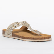 Plakton Georgia Natural Print sandal front. Size 43 womens shoes