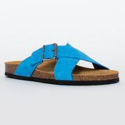 Plakton Gina Nubuck Blue sandal sfront. Size 43 womens shoes