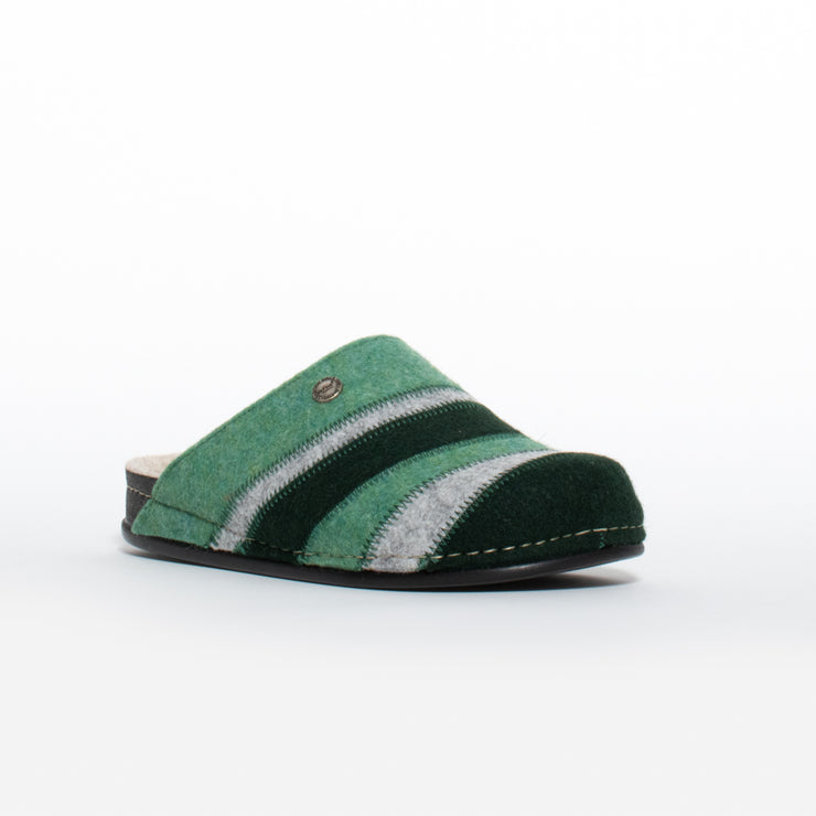 Dr Feet Hannah Green Multi Slipper front. Size 43 womens shoes