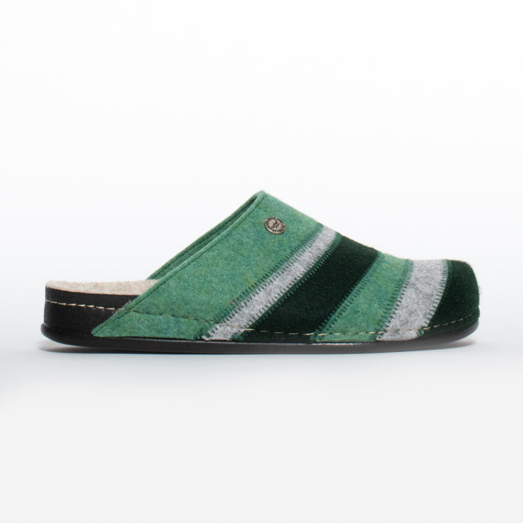 Dr Feet Hannah Green Multi Slipper side. Size 42 womens shoes