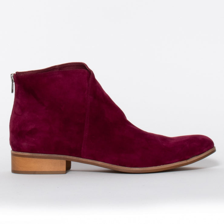 Django and Juliette Infixed Burgundy Suede Ankle Boots side. Size 45 women’s boots
