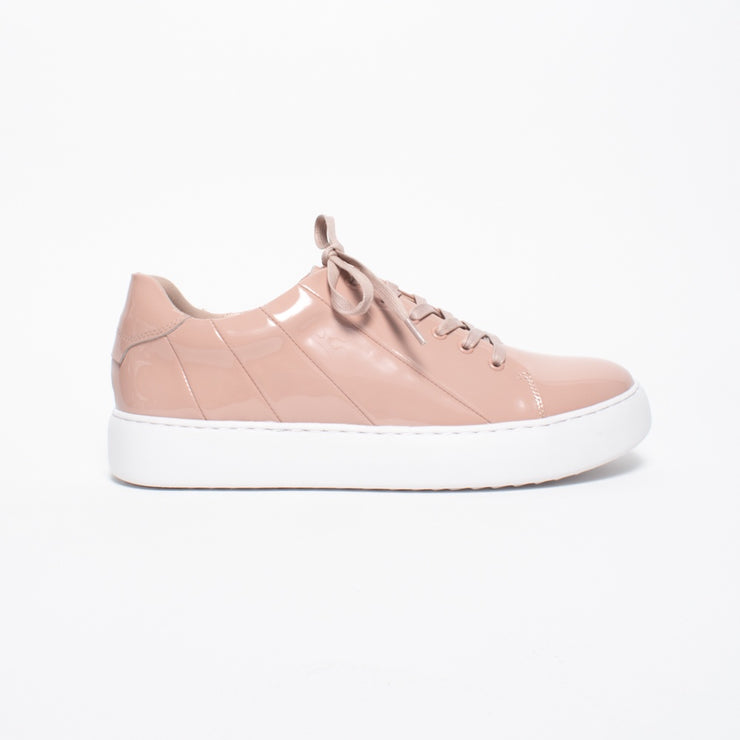 Gelato Jesper Nude Patent Sneaker side. Size 42 womens shoes