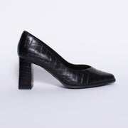 Hush Puppies Joni Black Croc Shoe side. Size 10 womens shoes