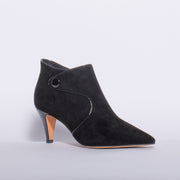 KatieNMe Josie Black Suede Ankle Boot front. Size 43 womens shoes