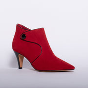KatieNMe Josie Red Suede Ankle Boot front. Size 43 womens shoes