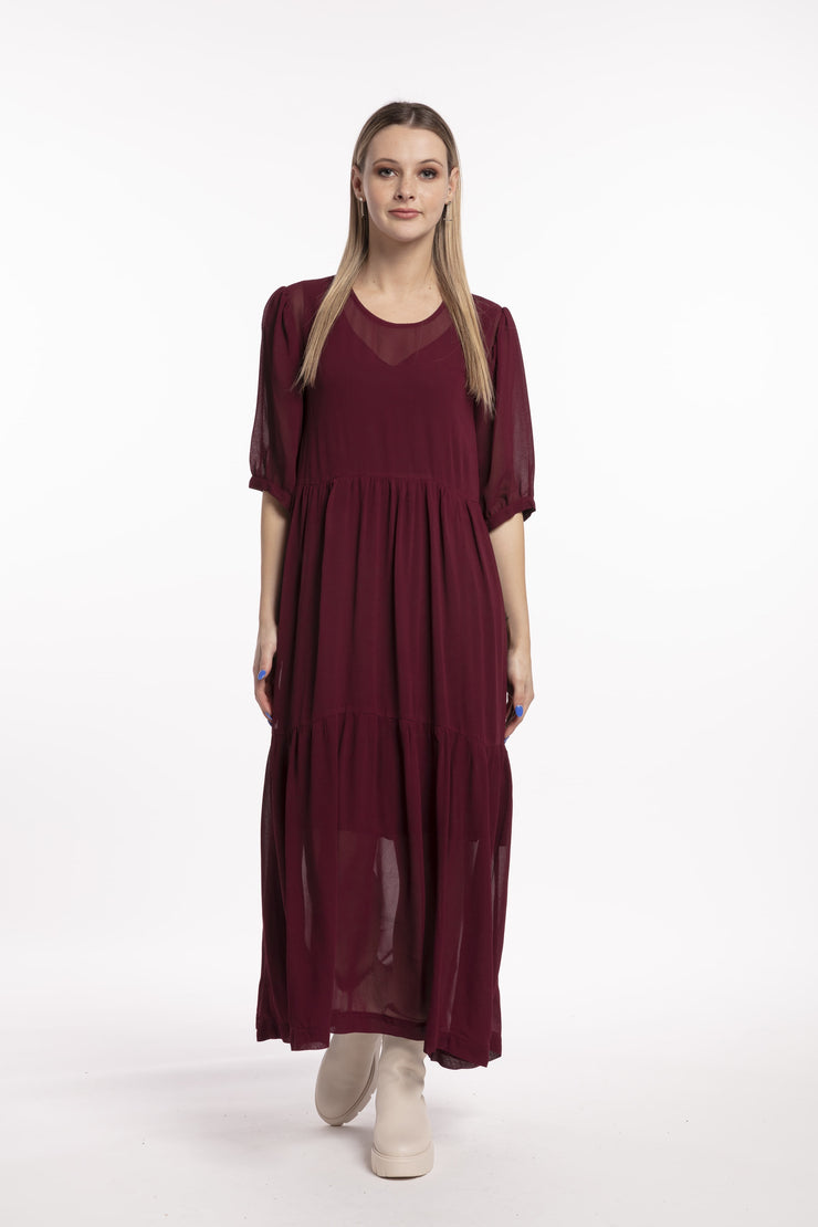 Style X Lab Joy Dress Plum front view. For Tall Women.
