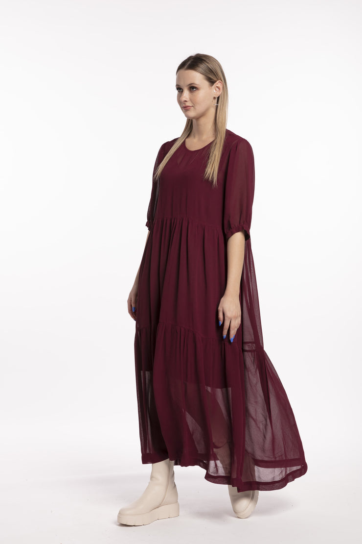 Style X Lab Joy Dress Plum side view. For Tall Women.