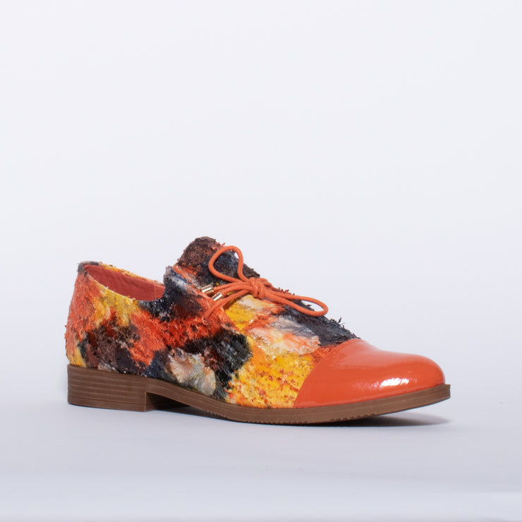 Django and Juliette Kotty Orange Mix Patent Shoe front. Size 43 womens shoes 