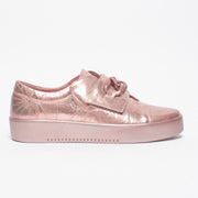 DJ Layan Pink Metal Sneaker side. Size 42 womens shoes