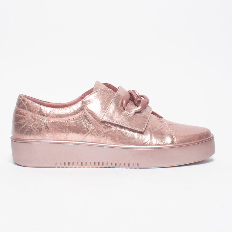 DJ Layan Pink Metal Sneaker side. Size 42 womens shoes