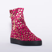 Django and Juliette Lumbo Fuchsia Leo Print Ankle Boot front. Size 43 womens shoes