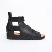 Django and Juliette Macaron Black Sandal side. Size 42 womens shoes 