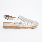Cassini Mammy Silver Mottle Sandal side. Size 42 womens shoes