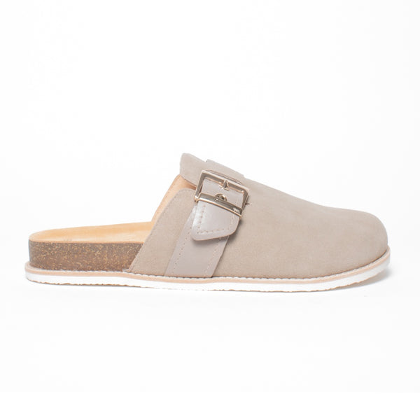 Frankie4 Margot Truffle Suede Slipper side. Size 10 womens shoes