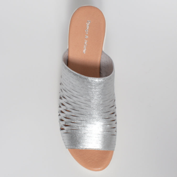 Django and Juliette Meta Silver Sandal top. Size 42 womens shoes