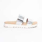 Ziera Nairo Silver Scratch Slide side. Size 42 womens shoes