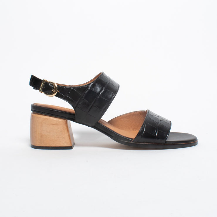 Bresley Pommel Black Croc Sandal side. Size 42 womens shoes