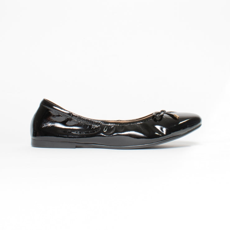 Bresley Poncho Black Patent Ballet Flat side. Size 42 womens shoes
