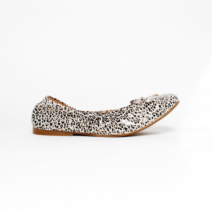 Bresley Poncho Creamy Leopard Print Ballet Flat side. Size 42 womens shoes