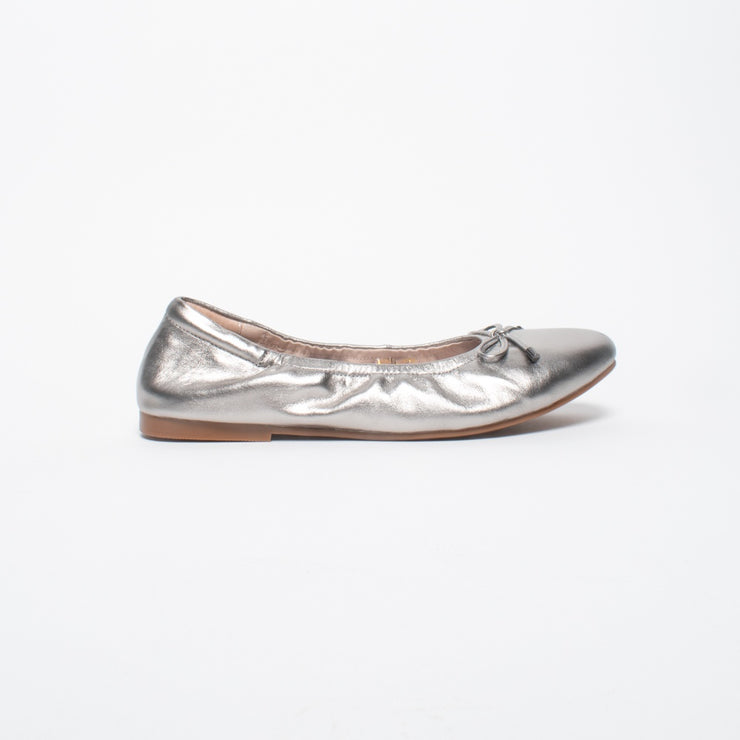 Bresley Poncho Silver Ballet Flat side. Size 42 womens shoes