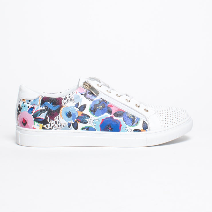 Cabello Renee White Floral Sneaker side. Size 42 womens shoes