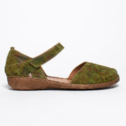 Josef Seibel Rosalie 42 Olive Multi Sandal side. Size 42 womens shoes