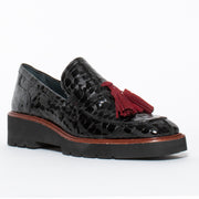 Dansi Siera Black Croc Print shoe front. Size 43 womens shoes