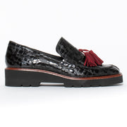 Dansi Siera Black Croc Print shoe side. Size 45 womens shoes