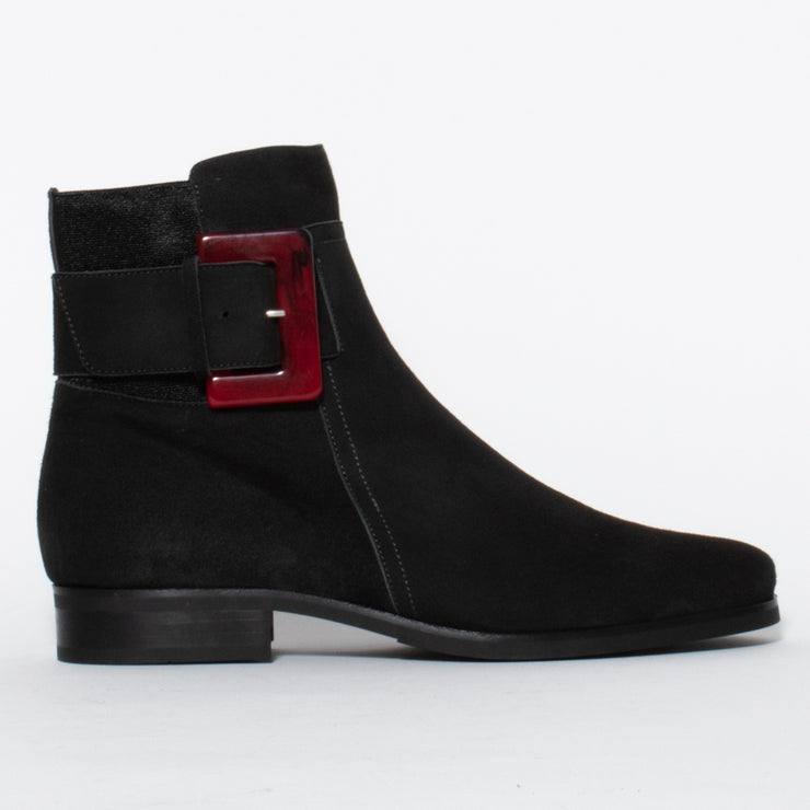 Dansi Silvero Black Red Ankle Boot side. Size 42 women’s boots