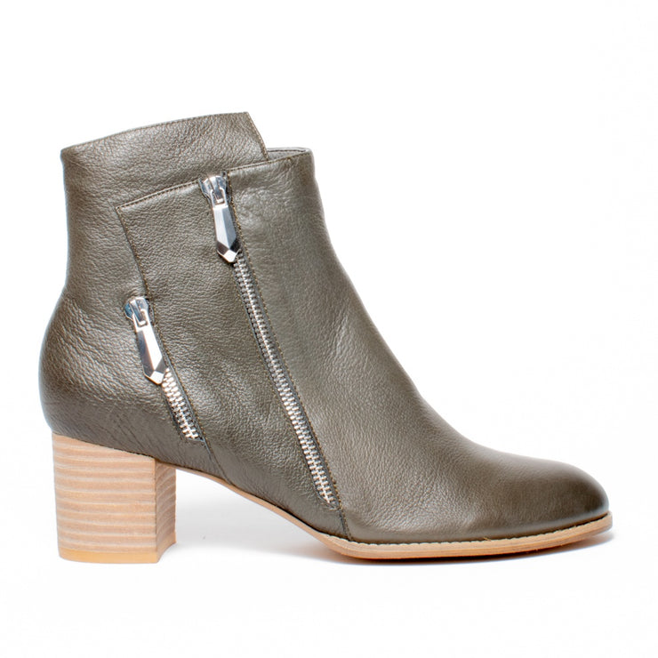 Django and Juliette Slaine Dark Olive Ankle Boot side. Size 42 womens shoes