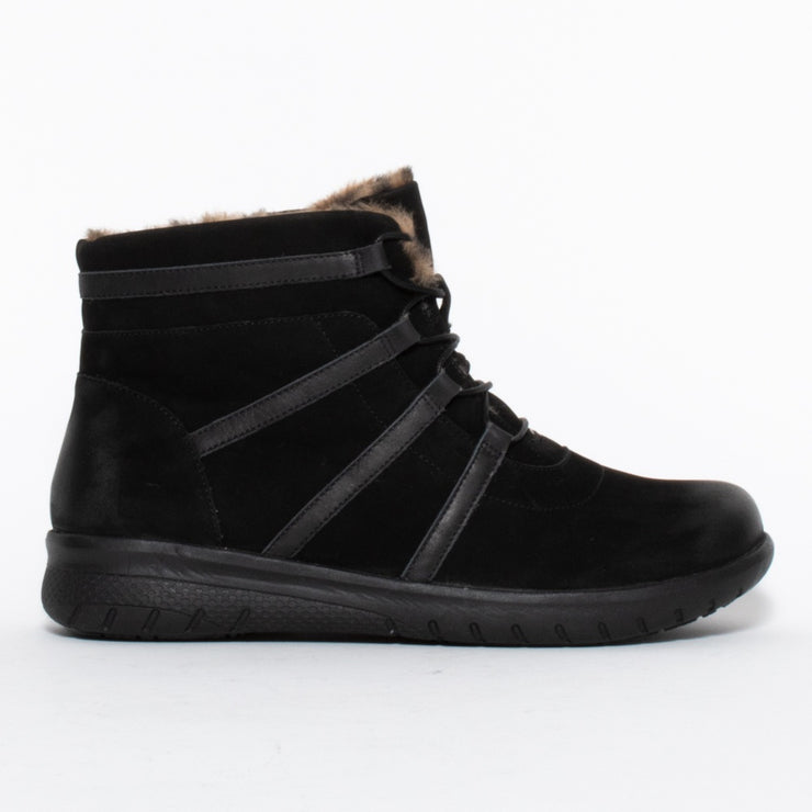 Ziera Susie Black Ocelot Fur Ankle Boot side. Size 42 womens shoes