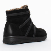 Ziera Susie Black Ocelot Fur Ankle Boot back. Size 44 womens shoes