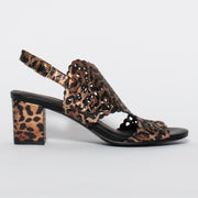 Bresley Sweeper Gold Leopard Print Sandal side. Size 42 womens shoes