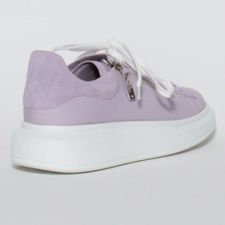 Minx Tessa Zip Lavender Sneaker back. Size 44 womens shoes