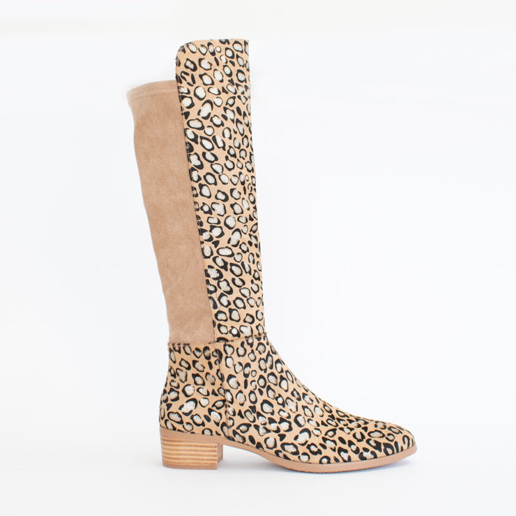 Django and Juliette Tetley Leopard Print Long Boot side. Size 42 womens shoes