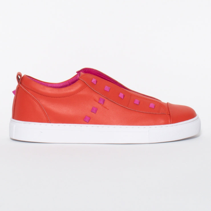 Minx Tino Stud Tangerine Pink Sneaker side. Size 43 womens shoes
