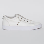 Minx Tino Stud White Silver Stud Sneaker side. Size 43 womens shoes