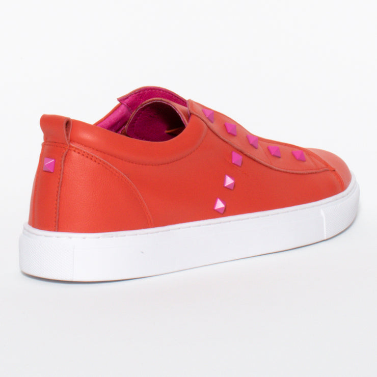 Minx Tino Stud Tangerine Pink Sneaker back. Size 45 womens shoes