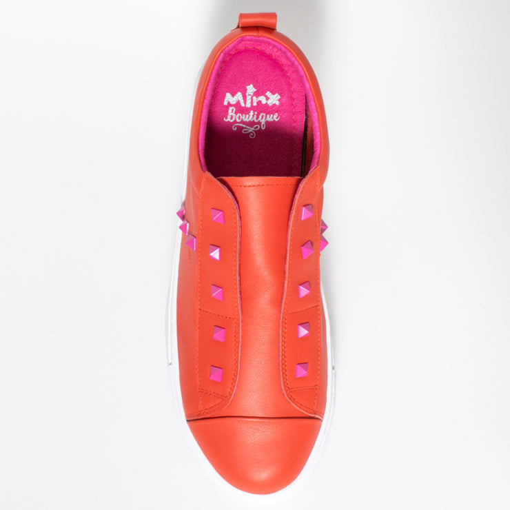 Minx Tino Stud Tangerine Pink Sneaker top. Size 43 womens shoes
