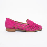 Ziera Toppiey Fuchsia Suede Loafer side. Size 42 womens shoes