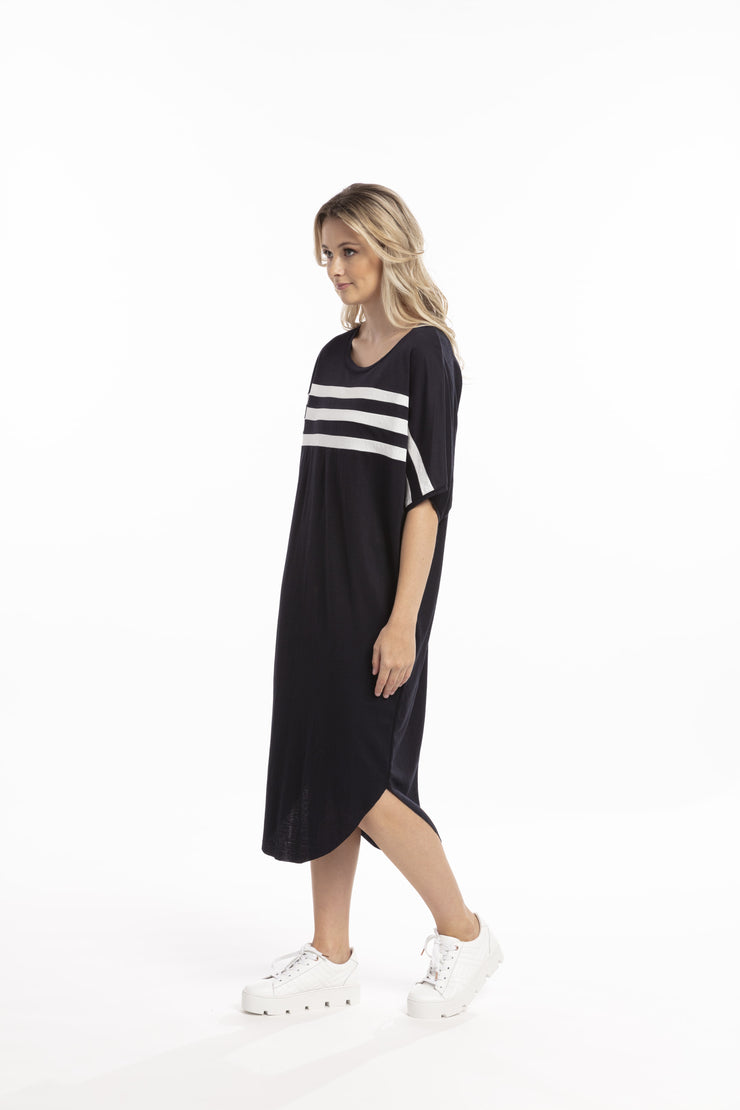 Model wearing Style X Lab Think Dress Black. Clothes for tall women