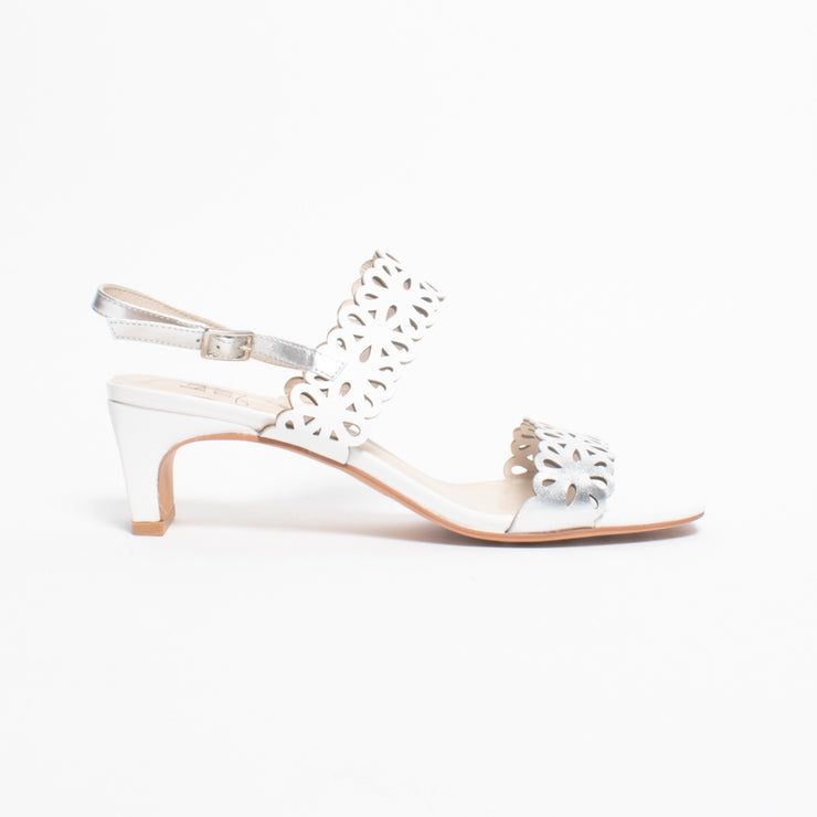 Katie N Me Unna White Kid Sandal side. Size 42 womens shoes