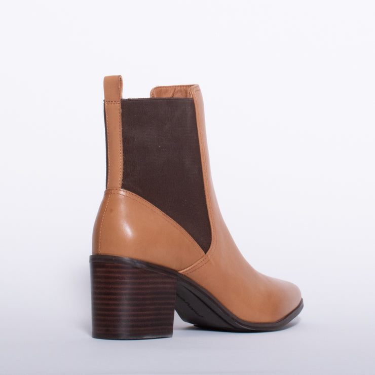 Hush Puppies Vala Tan Ankle Boot back. Size 12 womens shoes