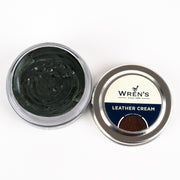 Open jar of Wrens Black shoe cream for shoes